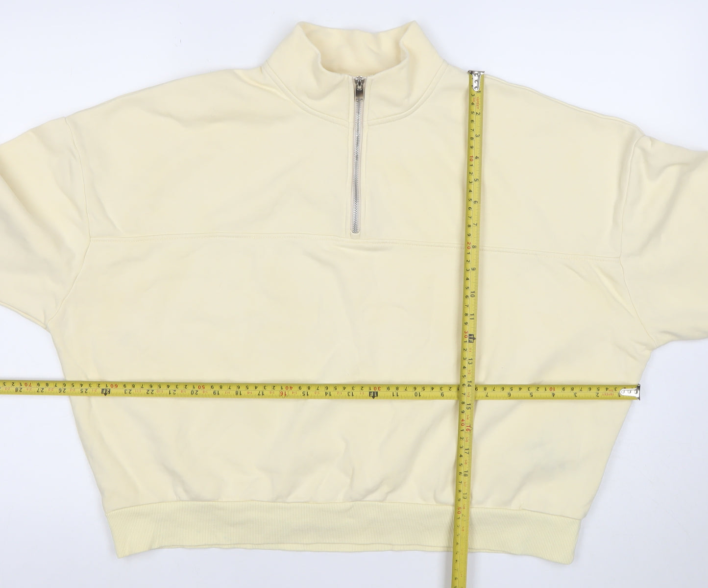 Marks and Spencer Women Beige 1/4 Zip Pullover Sweatshirt Size L