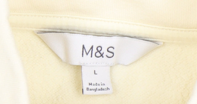 Marks and Spencer Women Beige 1/4 Zip Pullover Sweatshirt Size L