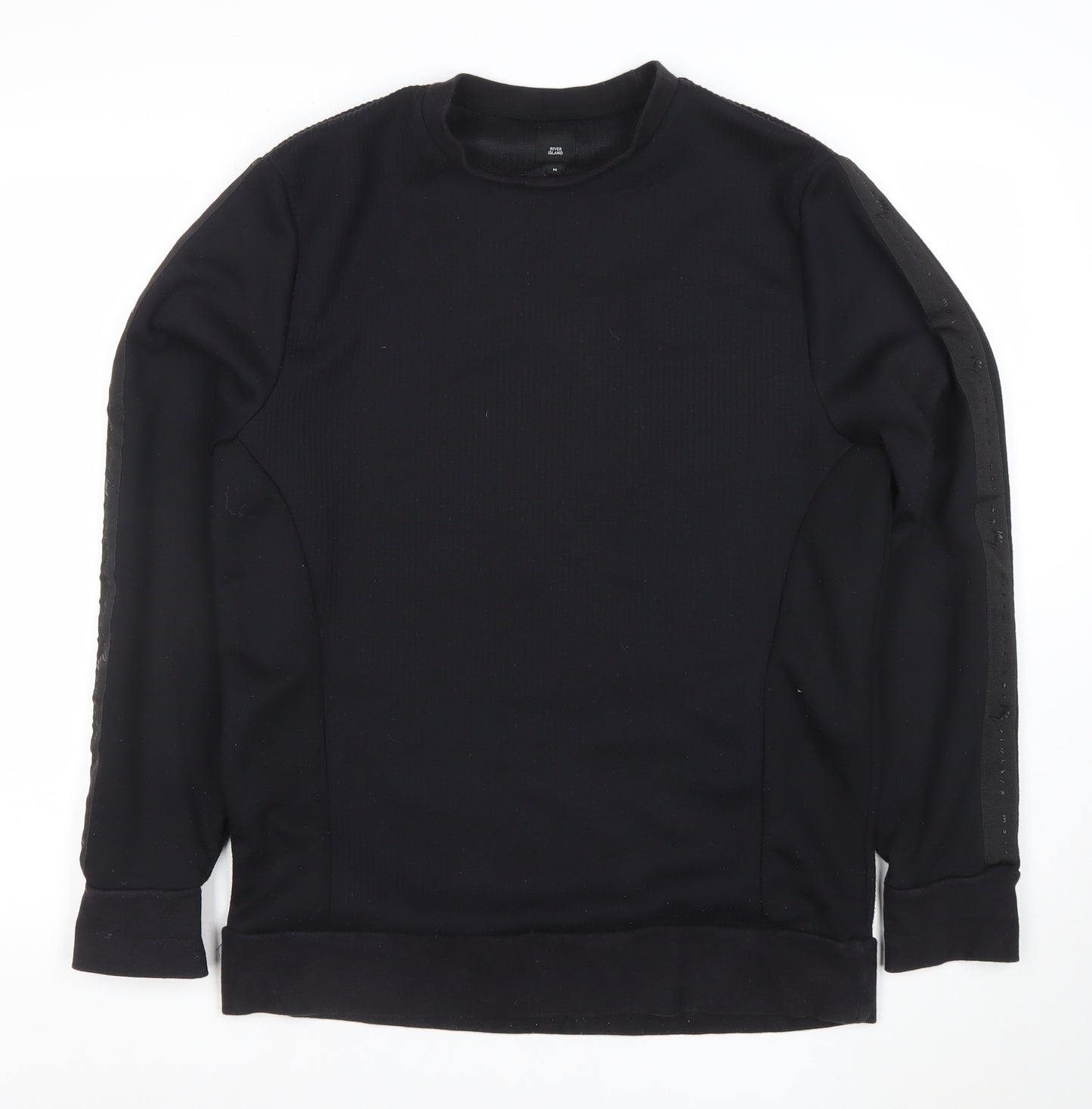 River Island Men's Black Crew Neck Pullover Sweatshirt Size M