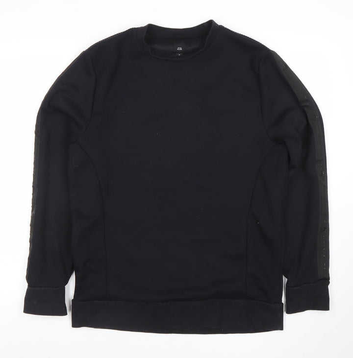 River Island Men's Black Crew Neck Pullover Sweatshirt Size M