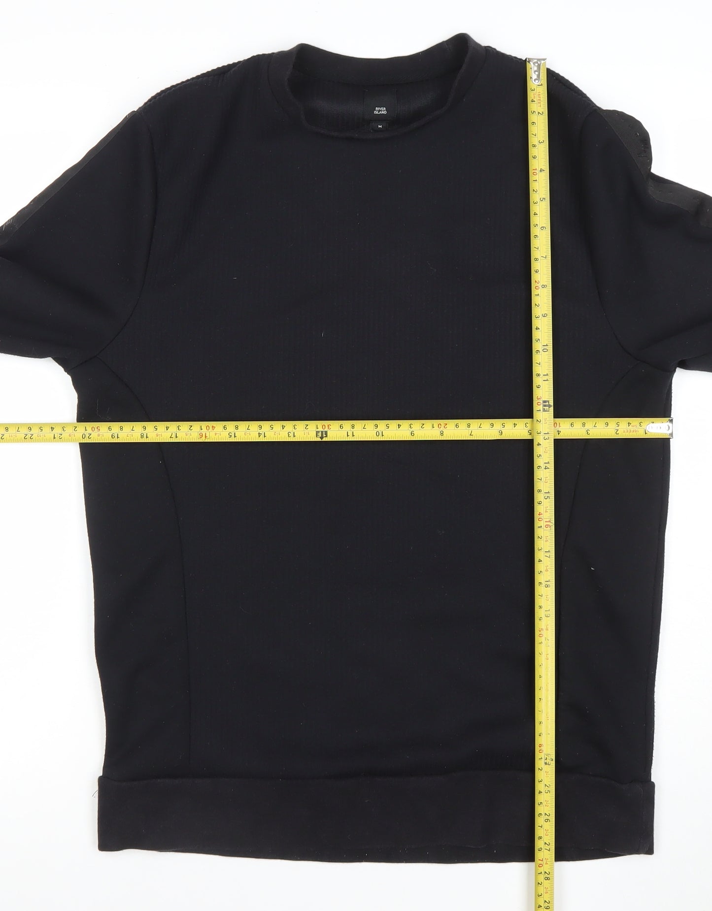River Island Men's Black Crew Neck Pullover Sweatshirt Size M