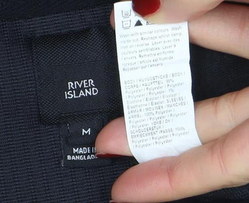 River Island Men's Black Crew Neck Pullover Sweatshirt Size M