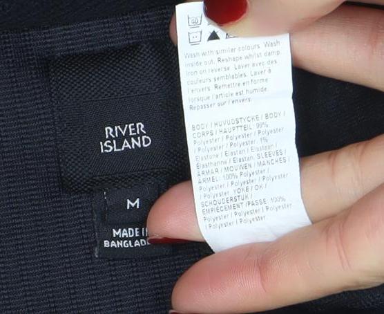 River Island Men's Black Crew Neck Pullover Sweatshirt Size M