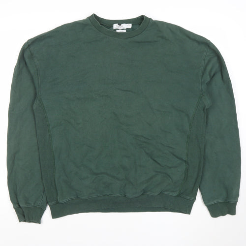 Topman Men’s Green Oversized Crew Neck Cotton Sweatshirt M