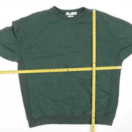 Topman Men’s Green Oversized Crew Neck Cotton Sweatshirt M