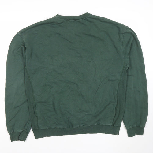 Topman Men’s Green Oversized Crew Neck Cotton Sweatshirt M