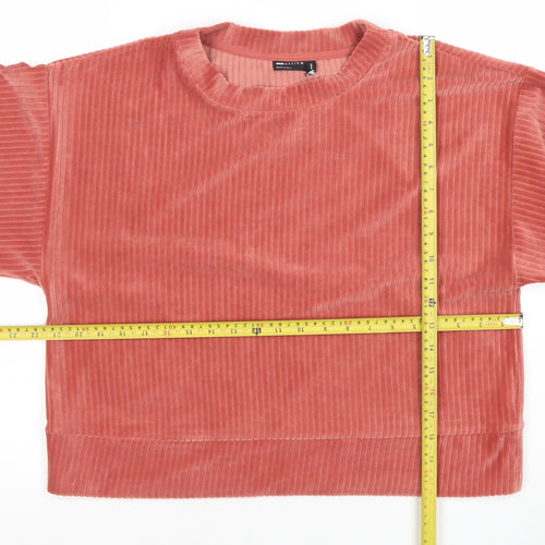 ASOS Design Women Pink Velour Pullover Sweatshirt UK 12 Regular Fit