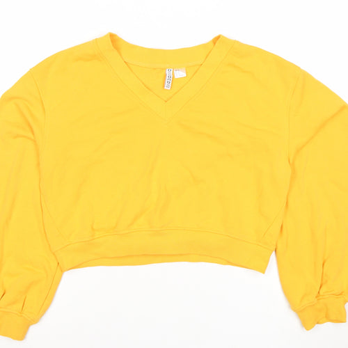 H&M Divided Women's Yellow V-Neck Pullover Sweatshirt Size 12