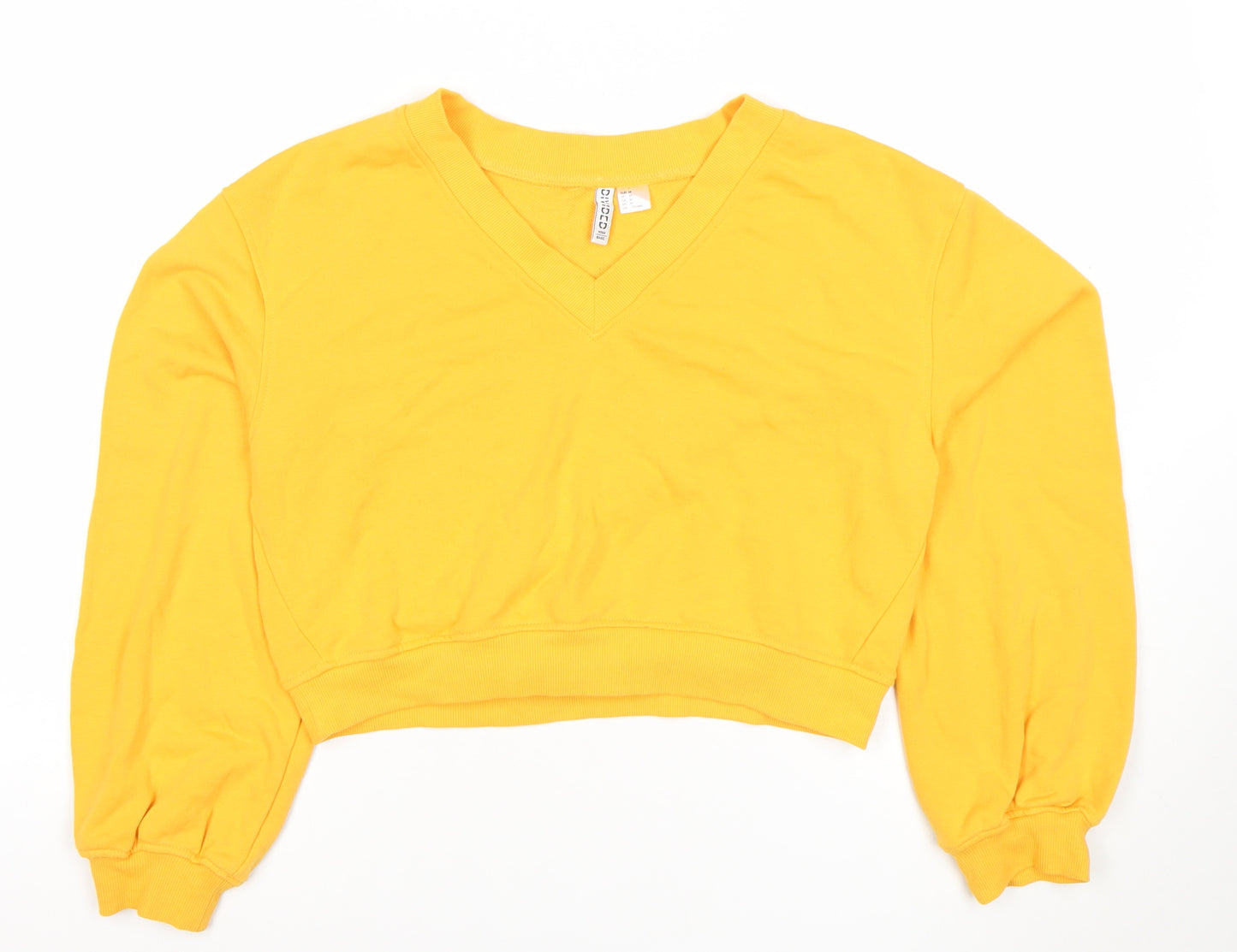 H&M Divided Women's Yellow V-Neck Pullover Sweatshirt Size 12