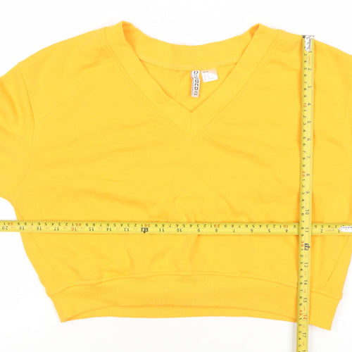 H&M Divided Women's Yellow V-Neck Pullover Sweatshirt Size 12