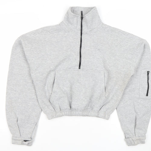 PrettyLittleThing Women Grey 1/2 Zip Pullover Sweatshirt Size S