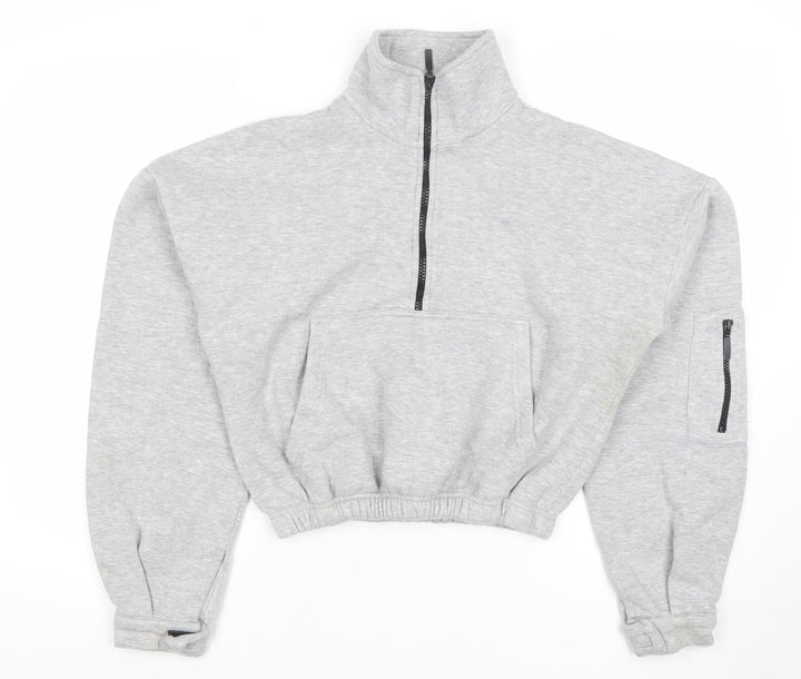 PrettyLittleThing Women Grey 1/2 Zip Pullover Sweatshirt Size S