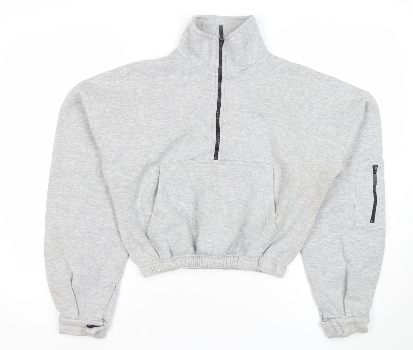 PrettyLittleThing Women Grey 1/2 Zip Pullover Sweatshirt Size S