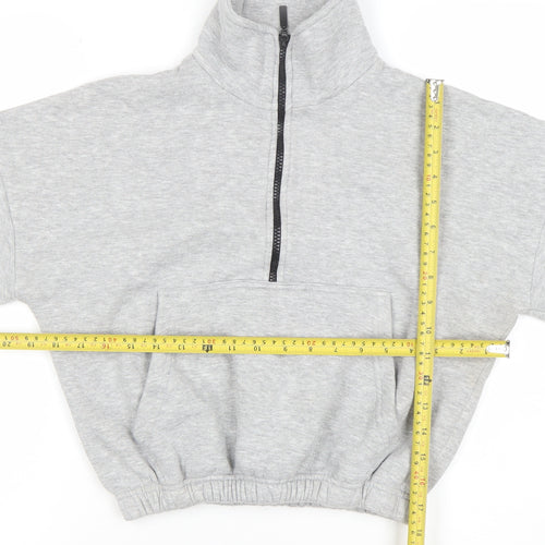 PrettyLittleThing Women Grey 1/2 Zip Pullover Sweatshirt Size S
