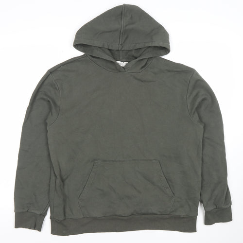 Marks and Spencer Men's Green Pullover Hoodie M Fleece Cotton