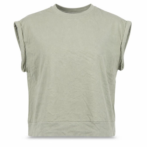 Marks and Spencer Women’s Green Sleeveless Crew Neck Cotton Blend T-Shirt Size L
