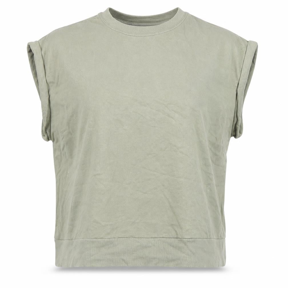 Marks and Spencer Women’s Green Sleeveless Crew Neck Cotton Blend T-Shirt Size L