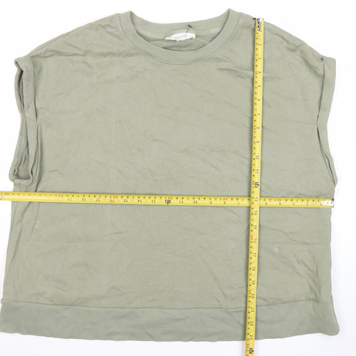 Marks and Spencer Women’s Green Sleeveless Crew Neck Cotton Blend T-Shirt Size L