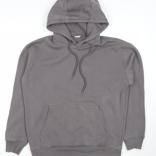 ZARA Women Grey Pullover Hoodie L Cotton Blend Casual Sweatshirt