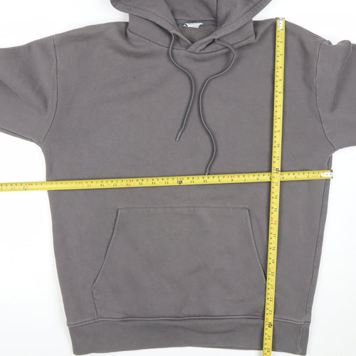 ZARA Women Grey Pullover Hoodie L Cotton Blend Casual Sweatshirt