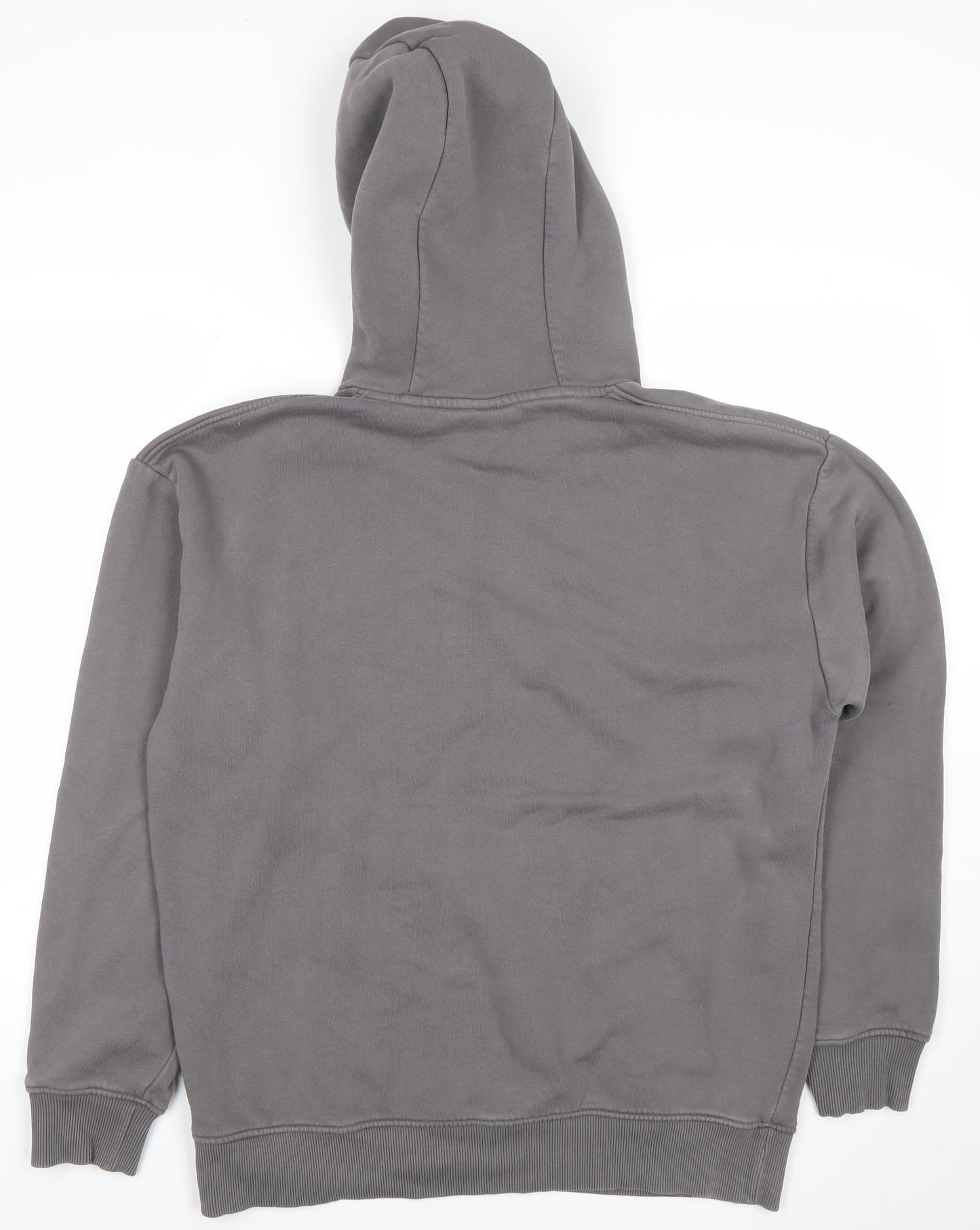 ZARA Women Grey Pullover Hoodie L Cotton Blend Casual Sweatshirt
