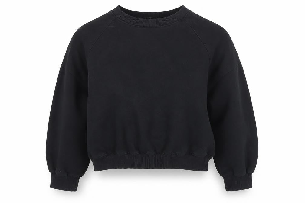 Front view of Zara Women Black Cotton Blend Pullover Sweatshirt, size 8