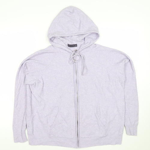 Marks and Spencer Women Lilac Full Zip Hooded Cardigan L