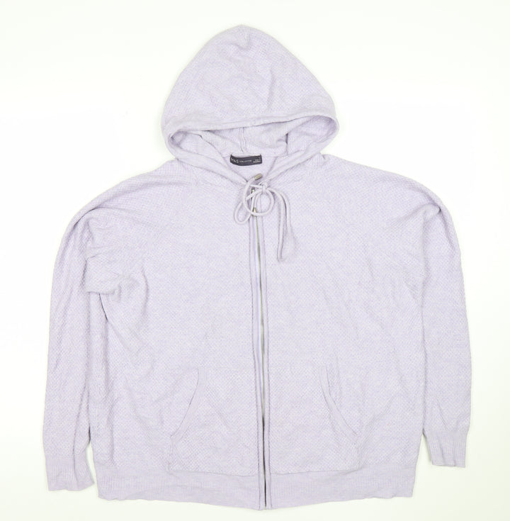 Marks and Spencer Women Lilac Full Zip Hooded Cardigan L