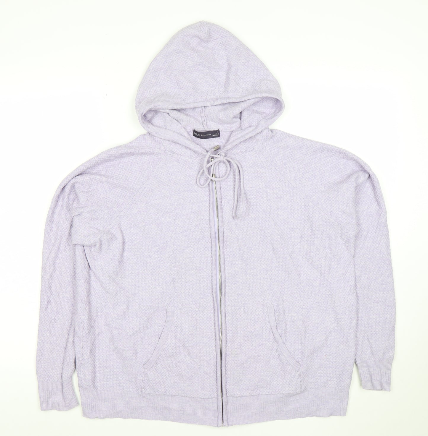 Marks and Spencer Women Lilac Full Zip Hooded Cardigan L