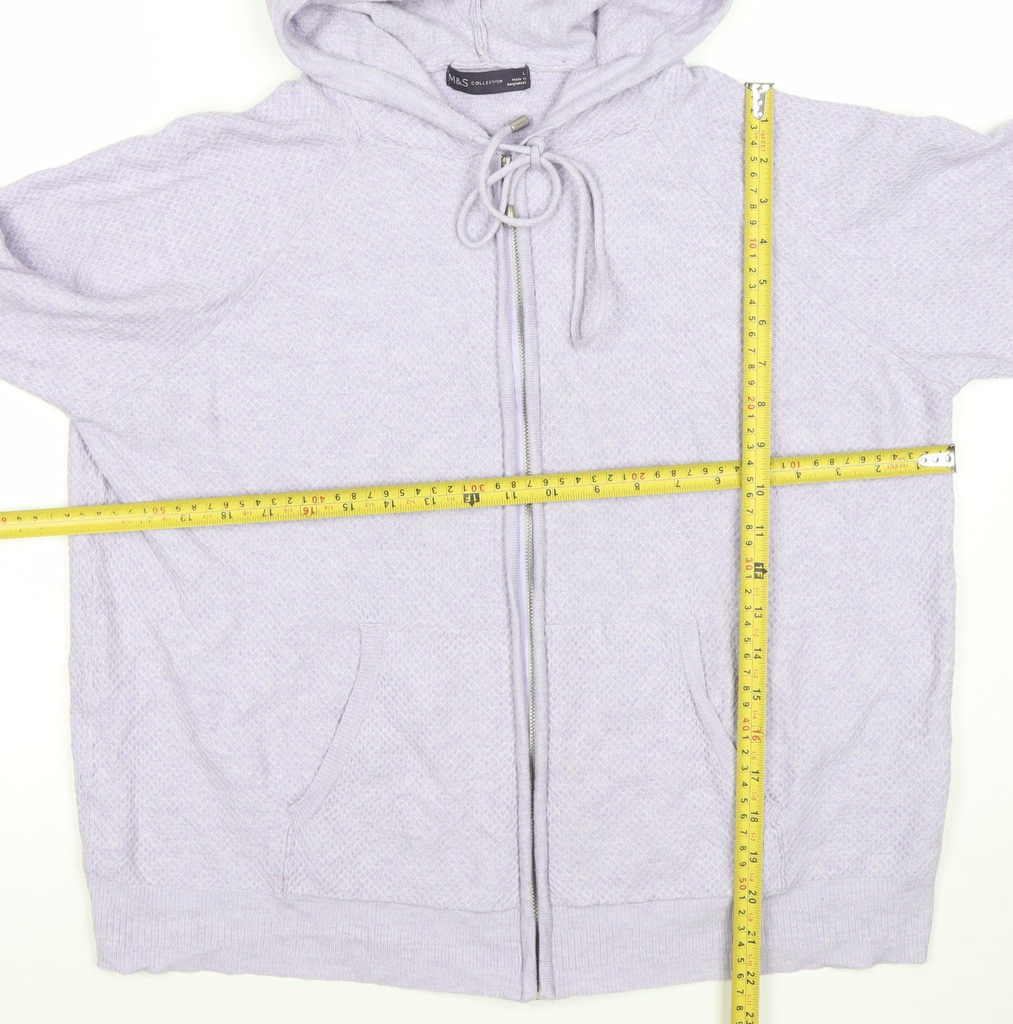 Marks and Spencer Women Lilac Full Zip Hooded Cardigan L