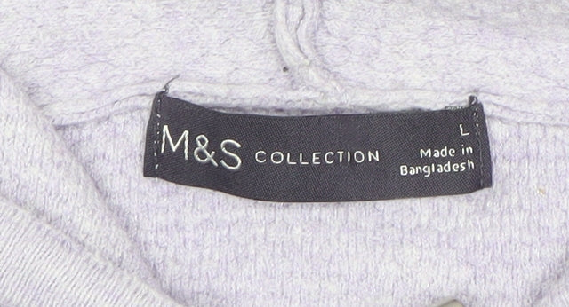 Marks and Spencer Women Lilac Full Zip Hooded Cardigan L