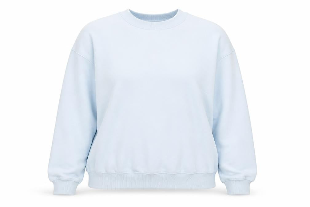 Front view of Monki Women Light Blue Cotton Blend Crew Neck Sweatshirt M
