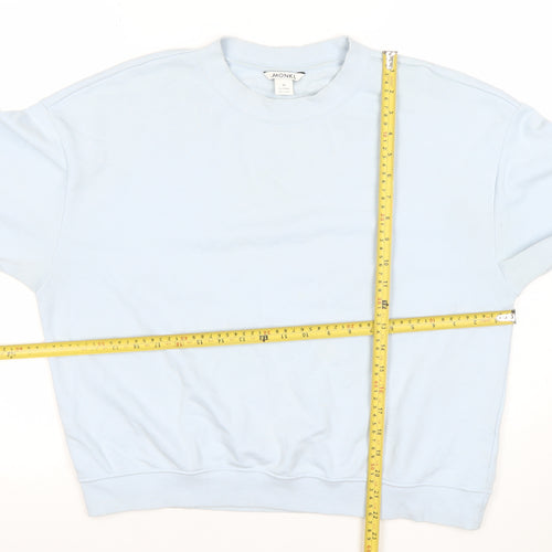 Monki Women Light Blue Cotton Blend Crew Neck Sweatshirt M