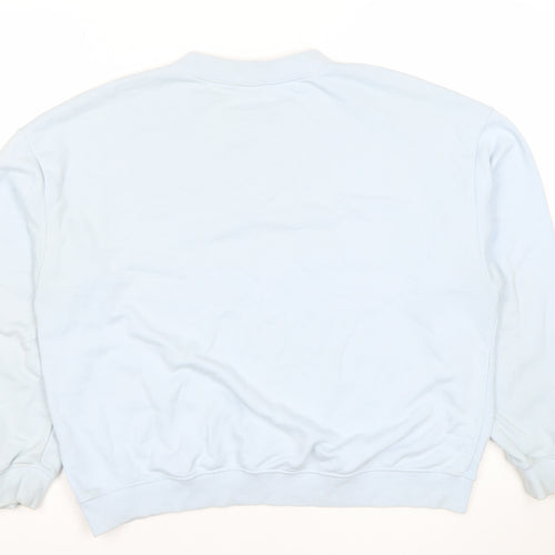 Monki Women Light Blue Cotton Blend Crew Neck Sweatshirt M