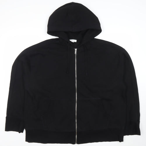 Topshop Women's Black Full Zip Hoodie S UK 8-10 Cotton Blend