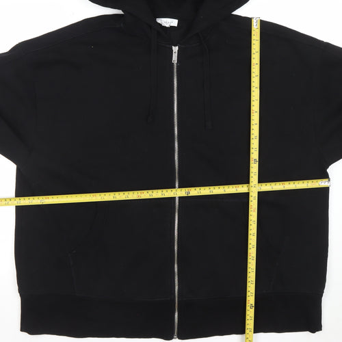 Topshop Women's Black Full Zip Hoodie S UK 8-10 Cotton Blend