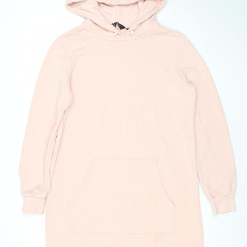 Dorothy Perkins Womens Pink Longline Hoodie Dress UK 14 Cotton Blend