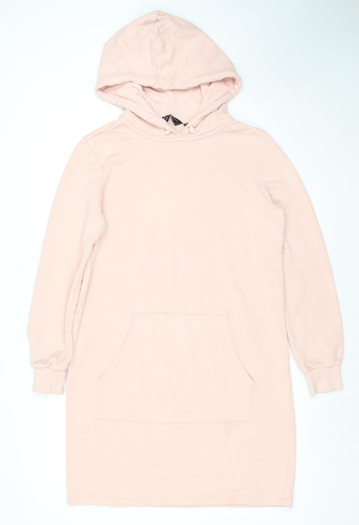 Dorothy Perkins Womens Pink Longline Hoodie Dress UK 14 Cotton Blend