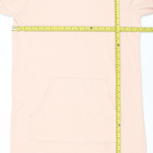 Dorothy Perkins Womens Pink Longline Hoodie Dress UK 14 Cotton Blend