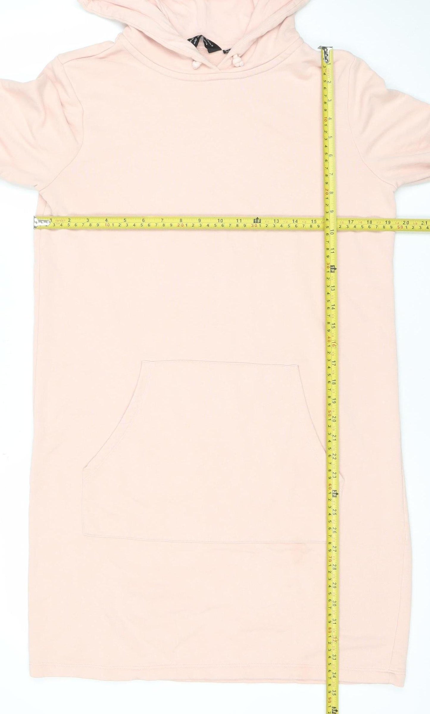 Dorothy Perkins Womens Pink Longline Hoodie Dress UK 14 Cotton Blend