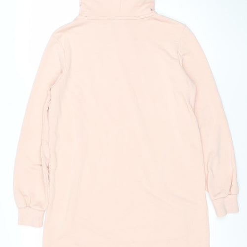 Dorothy Perkins Womens Pink Longline Hoodie Dress UK 14 Cotton Blend