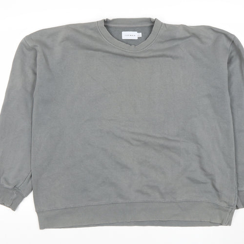Topman Men's Grey Pullover Sweatshirt Size M Crew Neck Fleece Cotton Blend