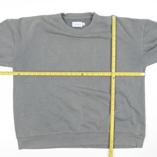 Topman Men's Grey Pullover Sweatshirt Size M Crew Neck Fleece Cotton Blend