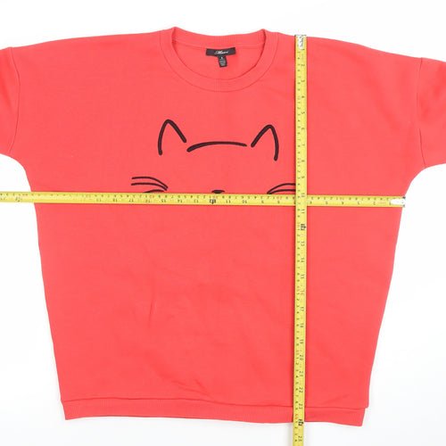 Mavi Women’s Red Cat Print Pullover Sweatshirt Size S Cotton Blend