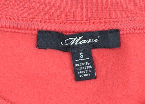 Mavi Women’s Red Cat Print Pullover Sweatshirt Size S Cotton Blend