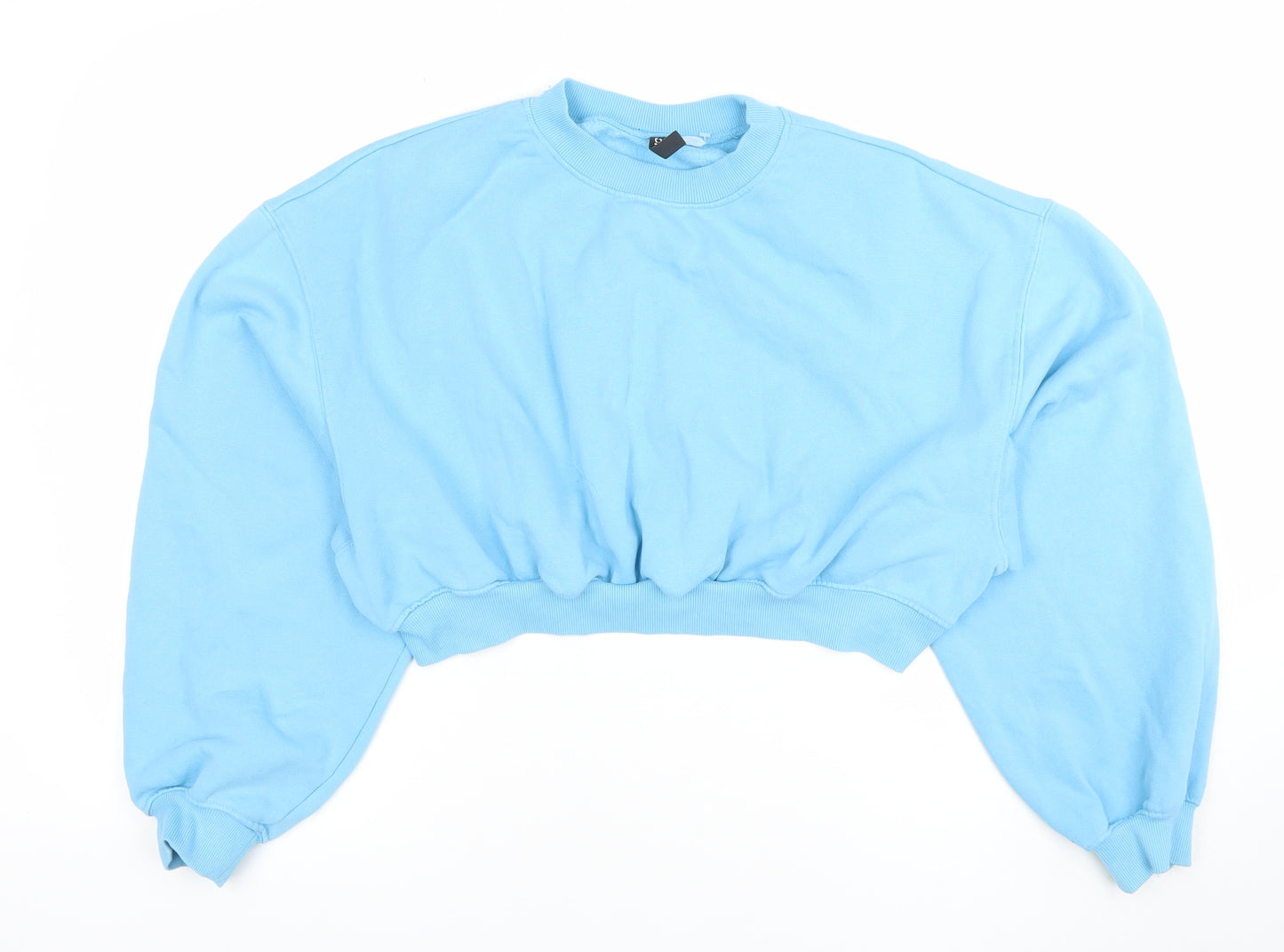 H&M Divided Women Blue Cropped Pullover Sweatshirt Size L