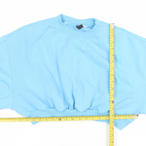 H&M Divided Women Blue Cropped Pullover Sweatshirt Size L