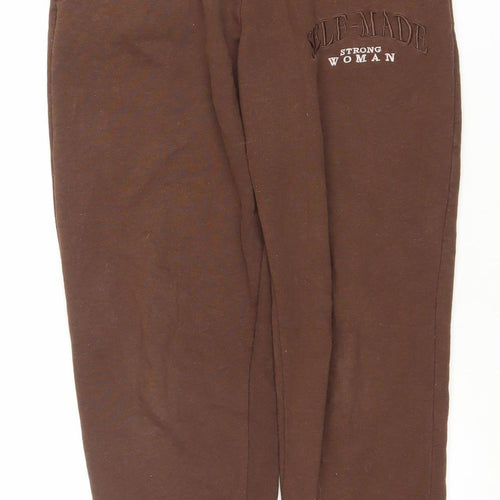 Bershka Women Brown Jogger Sweatpants S Cotton Blend Fleece