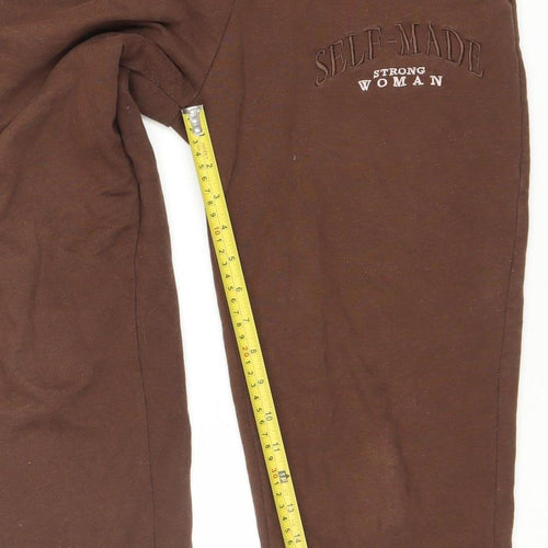 Bershka Women Brown Jogger Sweatpants S Cotton Blend Fleece