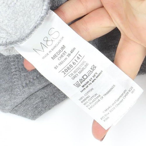 Marks and Spencer Men's Grey Medium Crew Neck Sweatshirt
